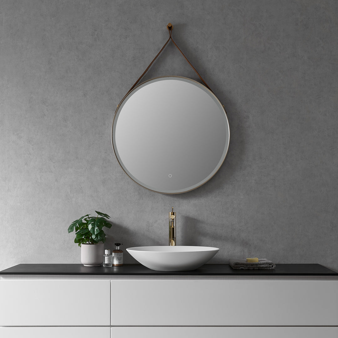 Roccia Round 28" Framed in Modern Bathroom/Vanity LED Lighted Wall Mirror