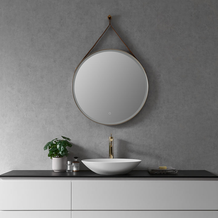 Roccia Round 28" Framed in Modern Bathroom/Vanity LED Lighted Wall Mirror