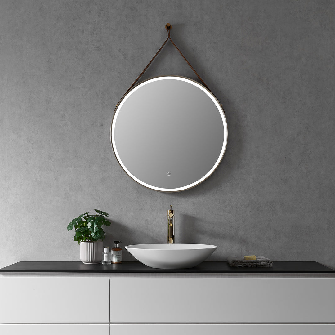 Roccia Round 28" Framed in Modern Bathroom/Vanity LED Lighted Wall Mirror