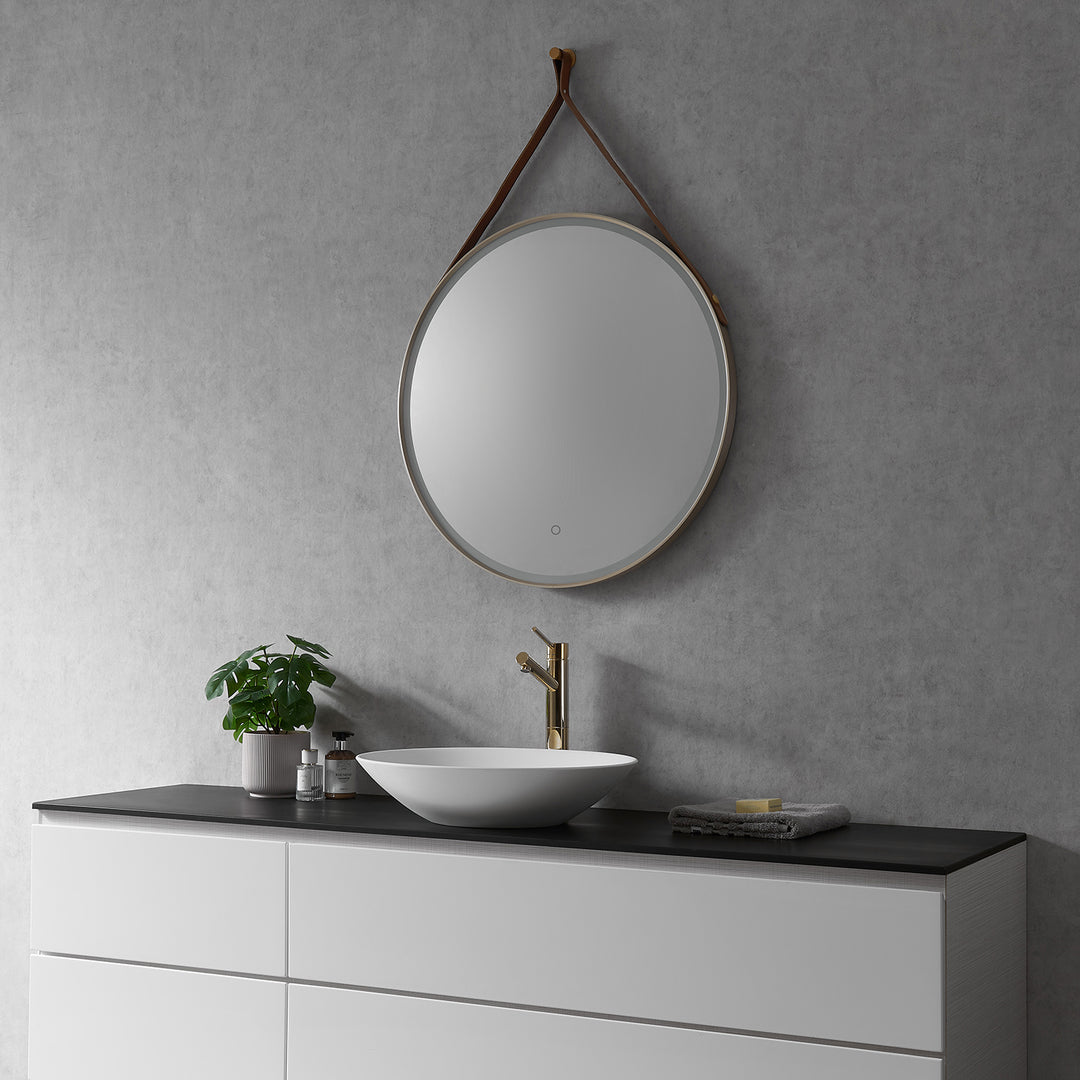 Roccia Round 28" Framed in Modern Bathroom/Vanity LED Lighted Wall Mirror