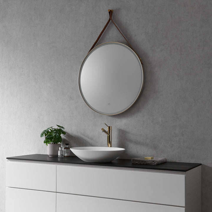 Roccia Round 28" Framed in Modern Bathroom/Vanity LED Lighted Wall Mirror