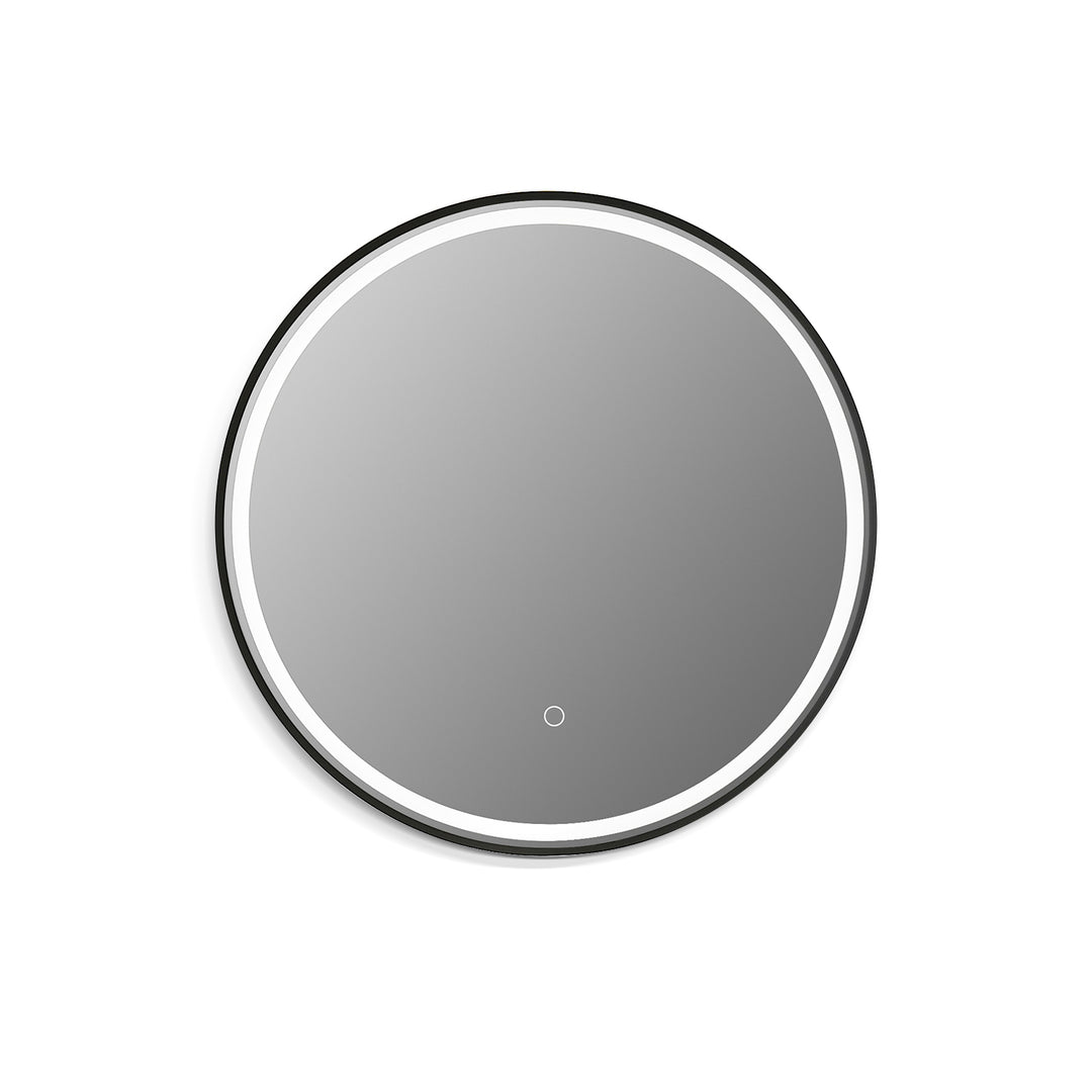 Palme Round Framed in Modern Bathroom/Vanity LED Lighted Wall Mirror