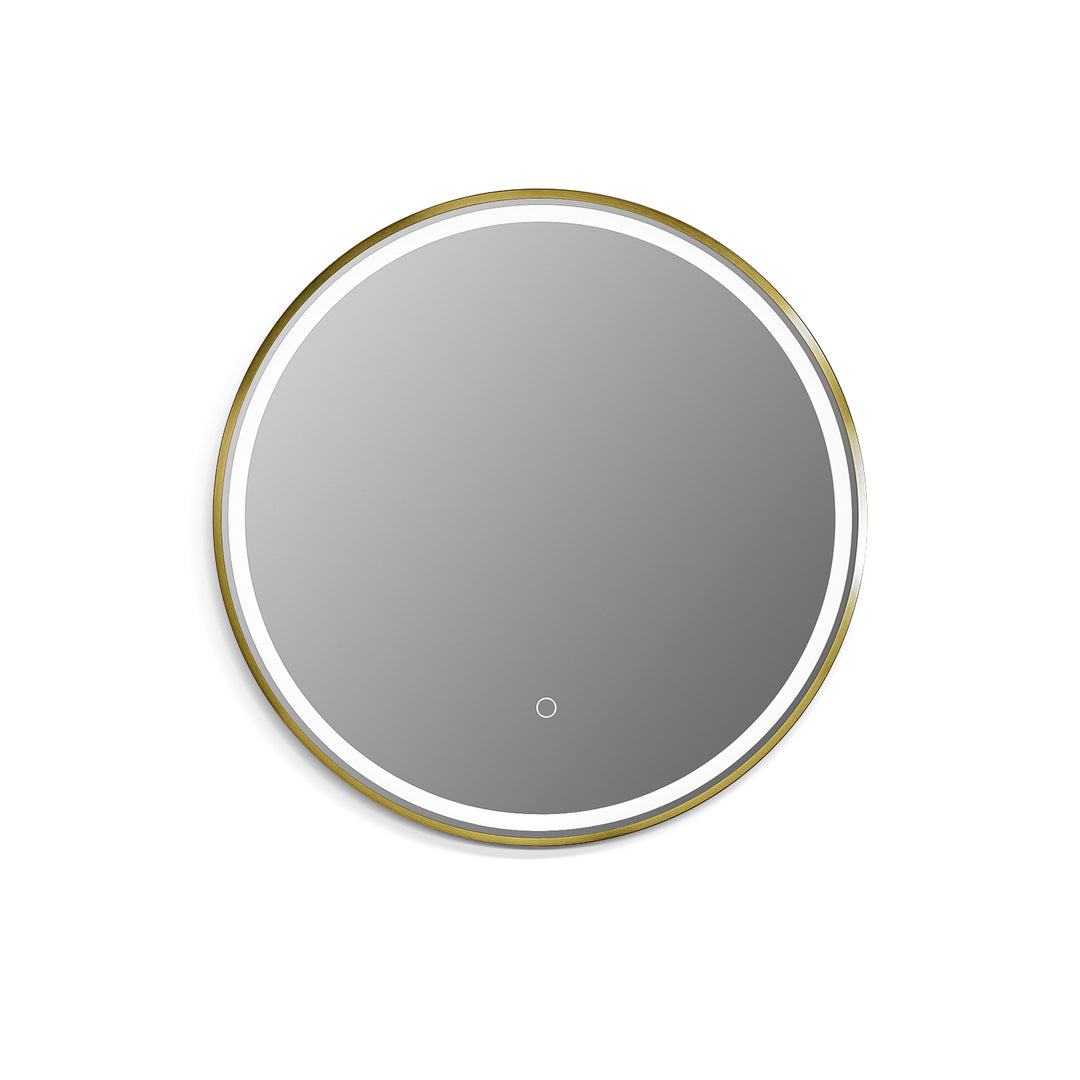 Palme Round Framed in Modern Bathroom/Vanity LED Lighted Wall Mirror