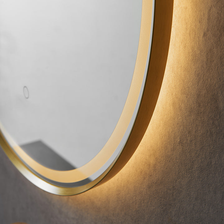 Palme Round Framed in Modern Bathroom/Vanity LED Lighted Wall Mirror