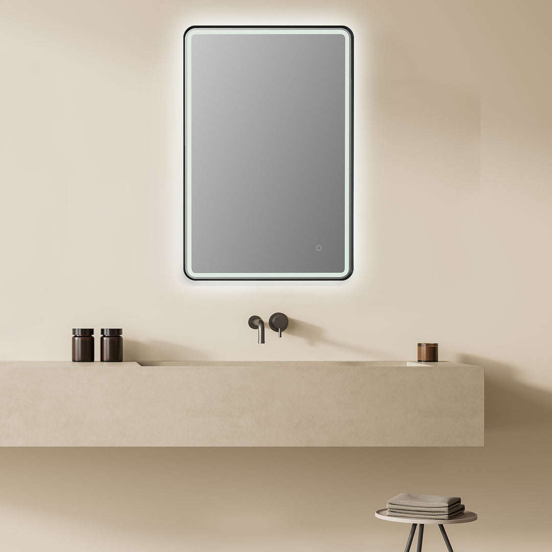 Viaggi Rectangle Framed in Modern Bathroom/Vanity LED Lighted Wall Mirror