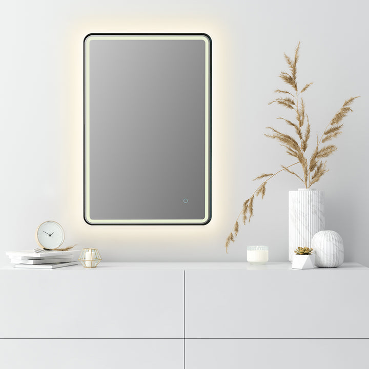 Viaggi Rectangle Framed in Modern Bathroom/Vanity LED Lighted Wall Mirror