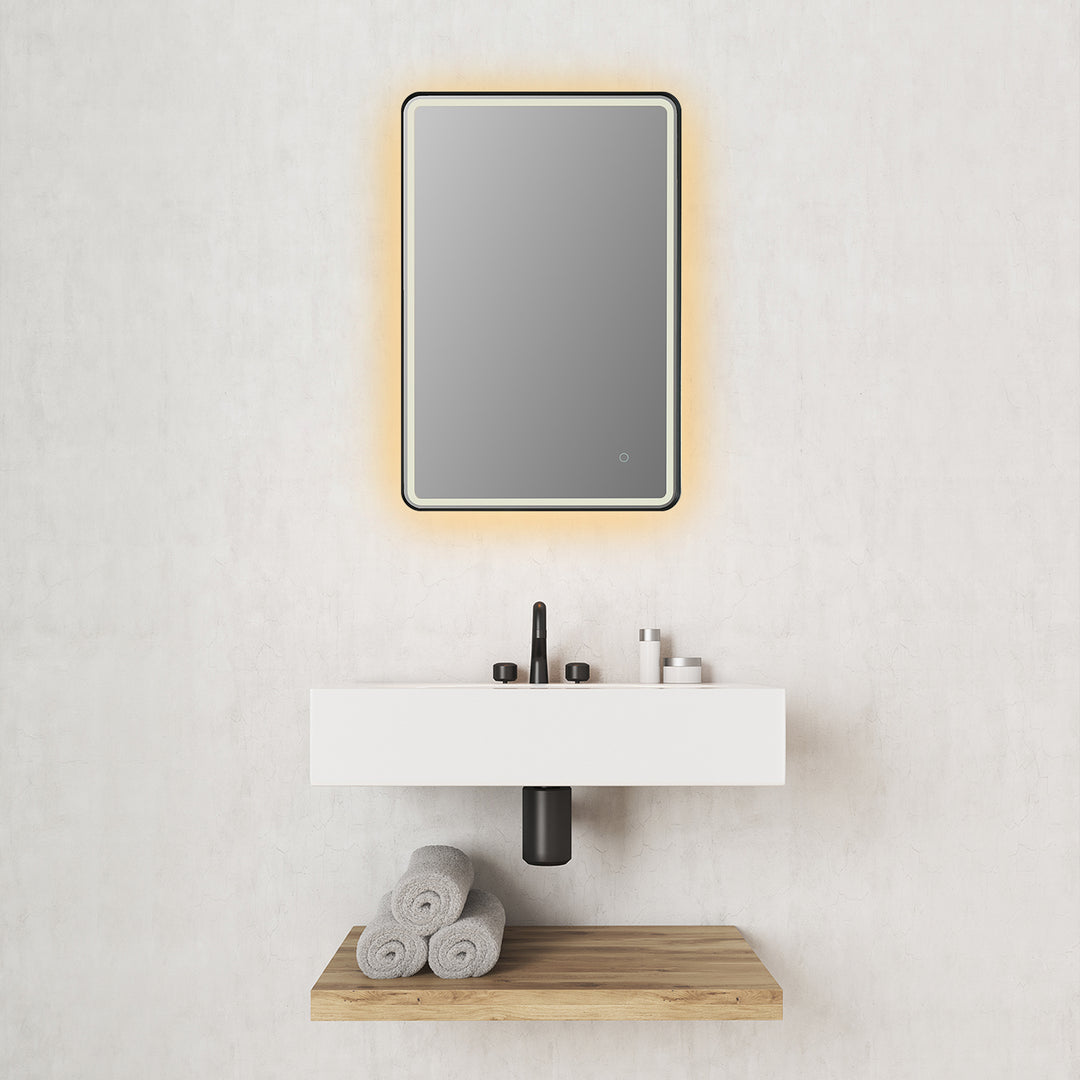 Viaggi Rectangle Framed in Modern Bathroom/Vanity LED Lighted Wall Mirror