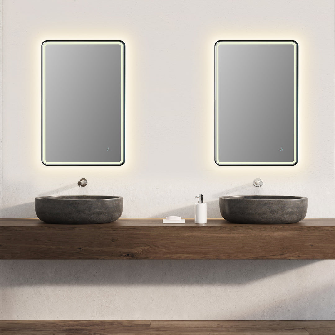 Viaggi Rectangle Framed in Modern Bathroom/Vanity LED Lighted Wall Mirror