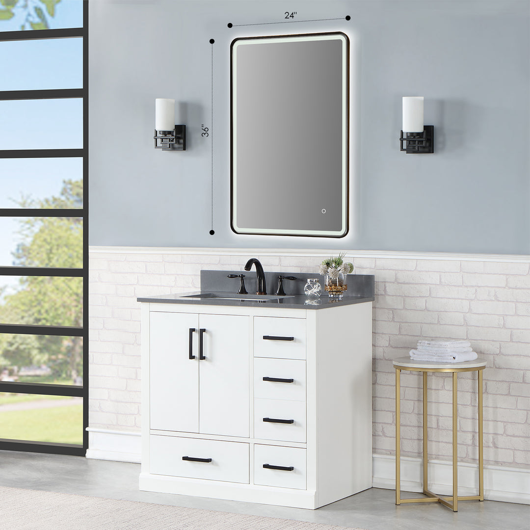 Viaggi Rectangle Framed in Modern Bathroom/Vanity LED Lighted Wall Mirror