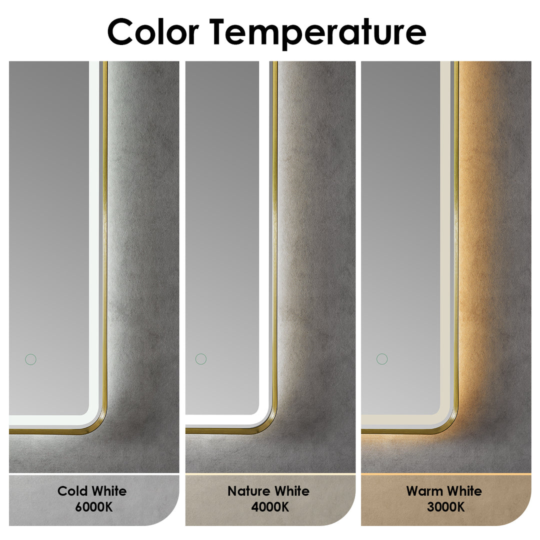 Viaggi Rectangle Framed in Modern Bathroom/Vanity LED Lighted Wall Mirror
