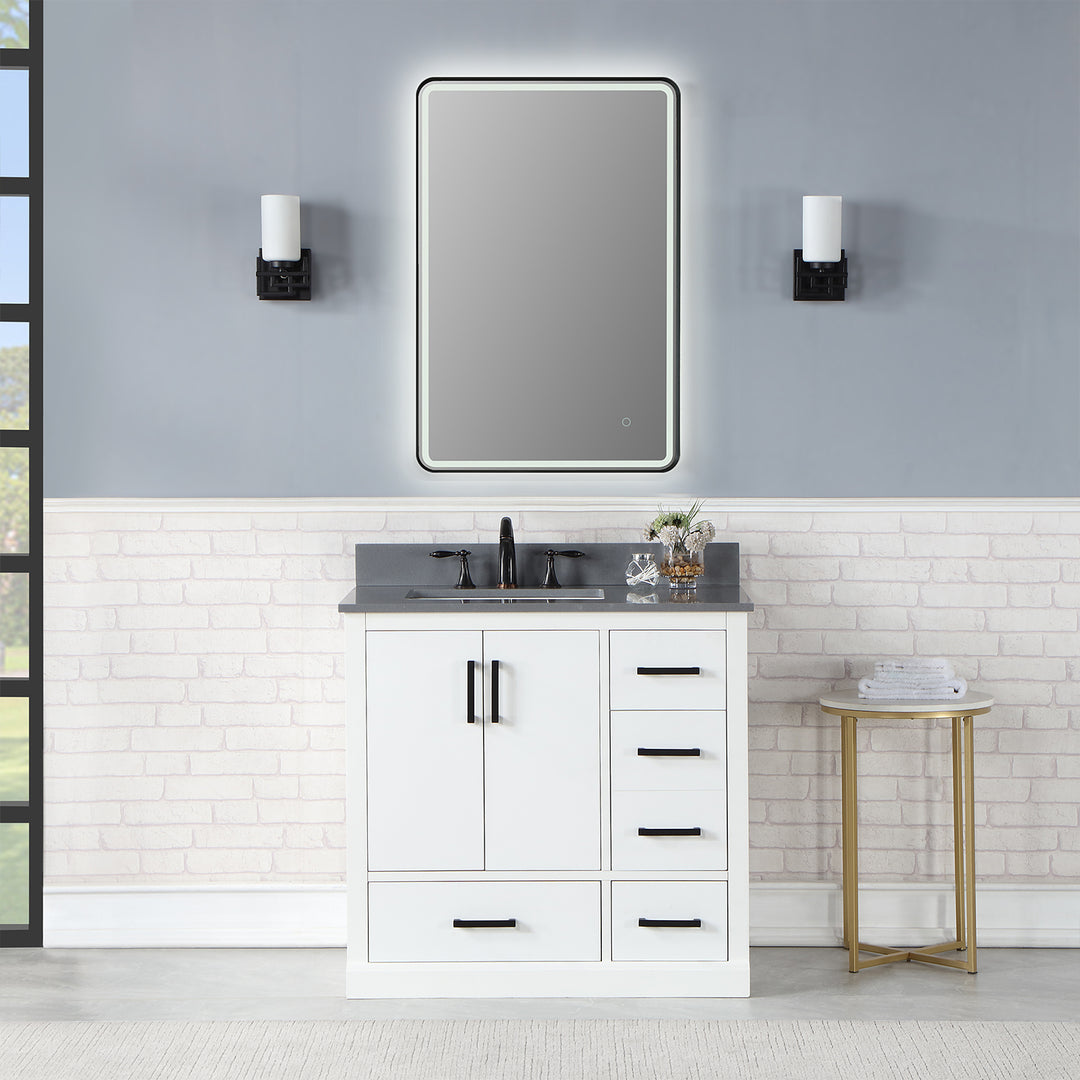 Viaggi Rectangle Framed in Modern Bathroom/Vanity LED Lighted Wall Mirror