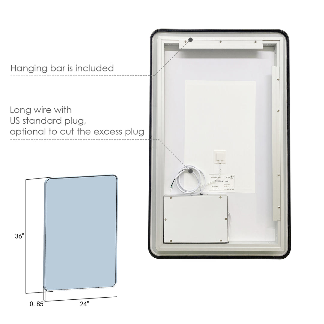 Viaggi Rectangle Framed in Modern Bathroom/Vanity LED Lighted Wall Mirror