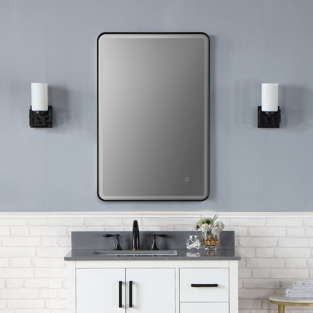 Viaggi Rectangle Framed in Modern Bathroom/Vanity LED Lighted Wall Mirror