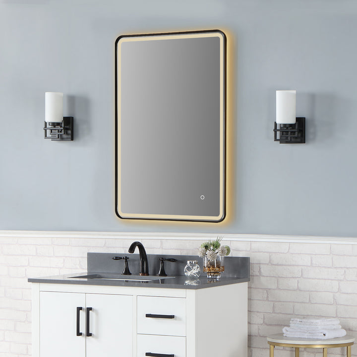 Viaggi Rectangle Framed in Modern Bathroom/Vanity LED Lighted Wall Mirror