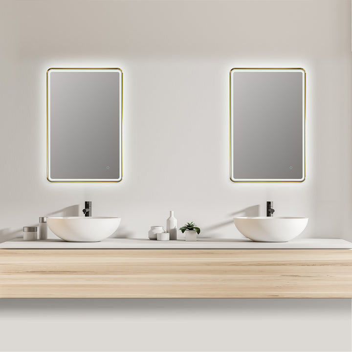 Viaggi Rectangle Framed in Modern Bathroom/Vanity LED Lighted Wall Mirror