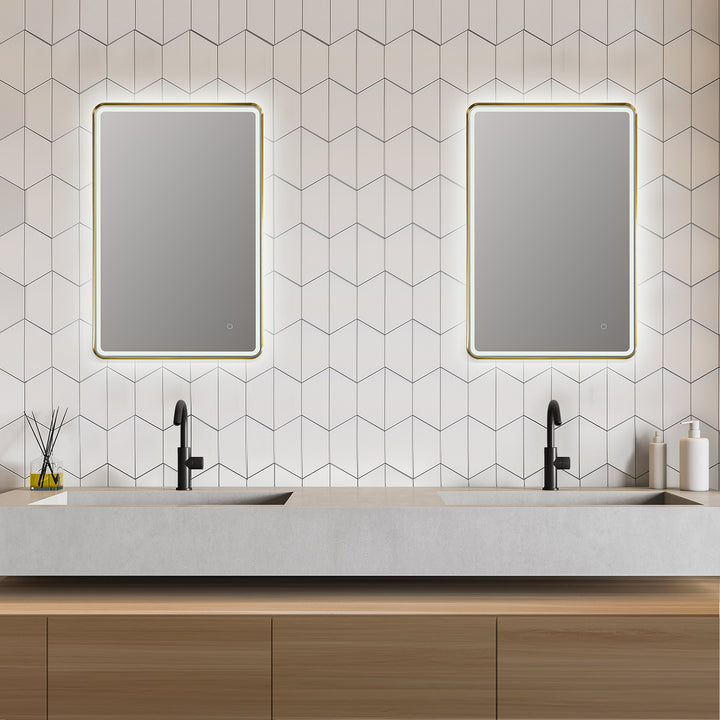Viaggi Rectangle Framed in Modern Bathroom/Vanity LED Lighted Wall Mirror