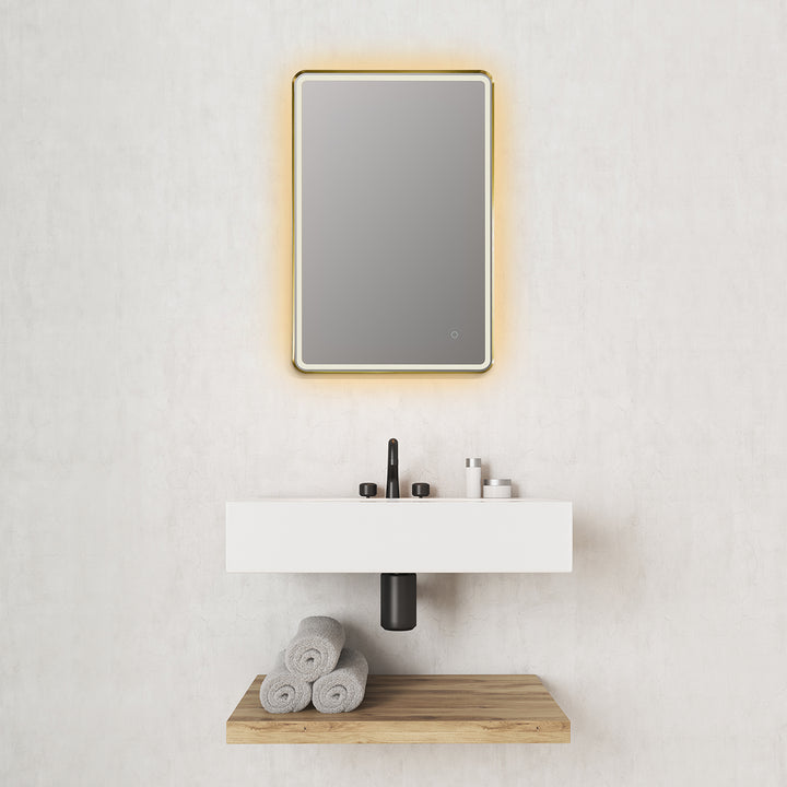 Viaggi Rectangle Framed in Modern Bathroom/Vanity LED Lighted Wall Mirror