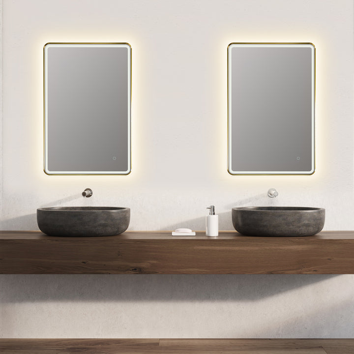 Viaggi Rectangle Framed in Modern Bathroom/Vanity LED Lighted Wall Mirror