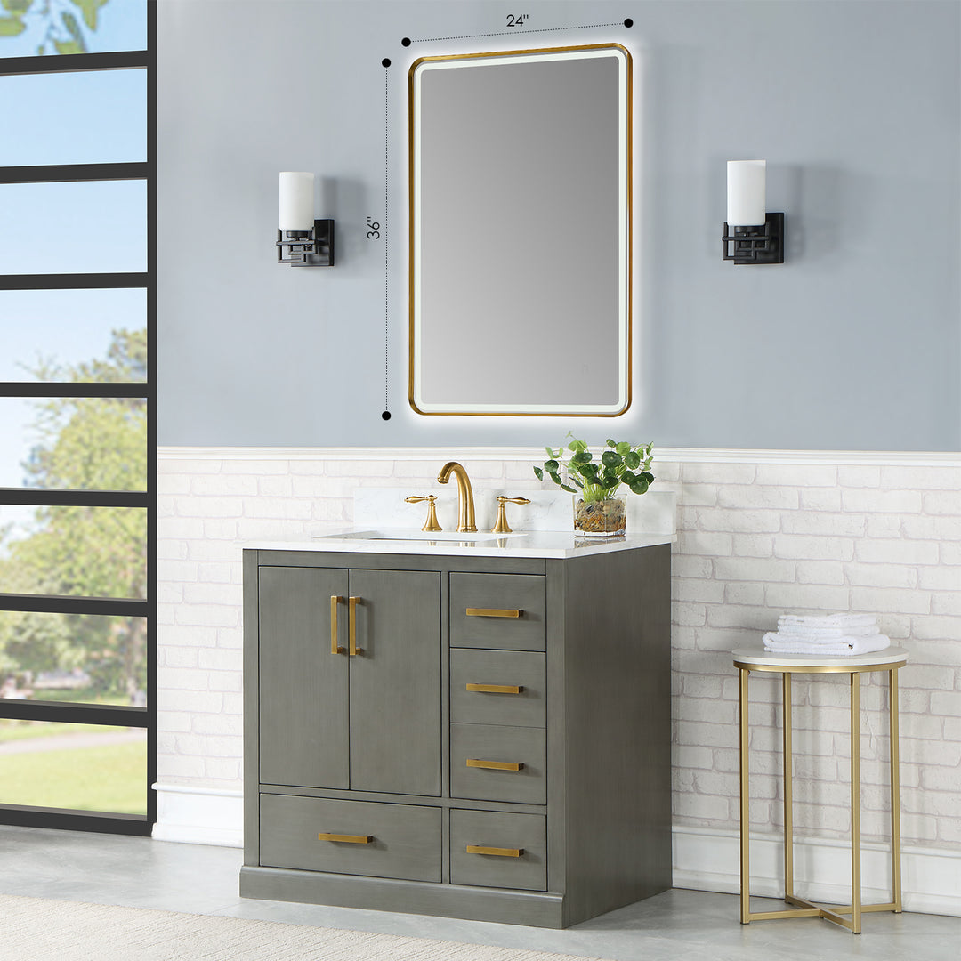 Viaggi Rectangle Framed in Modern Bathroom/Vanity LED Lighted Wall Mirror