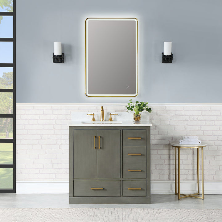 Viaggi Rectangle Framed in Modern Bathroom/Vanity LED Lighted Wall Mirror