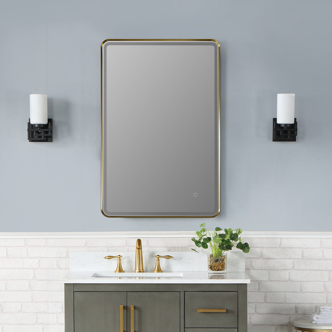 Viaggi Rectangle Framed in Modern Bathroom/Vanity LED Lighted Wall Mirror