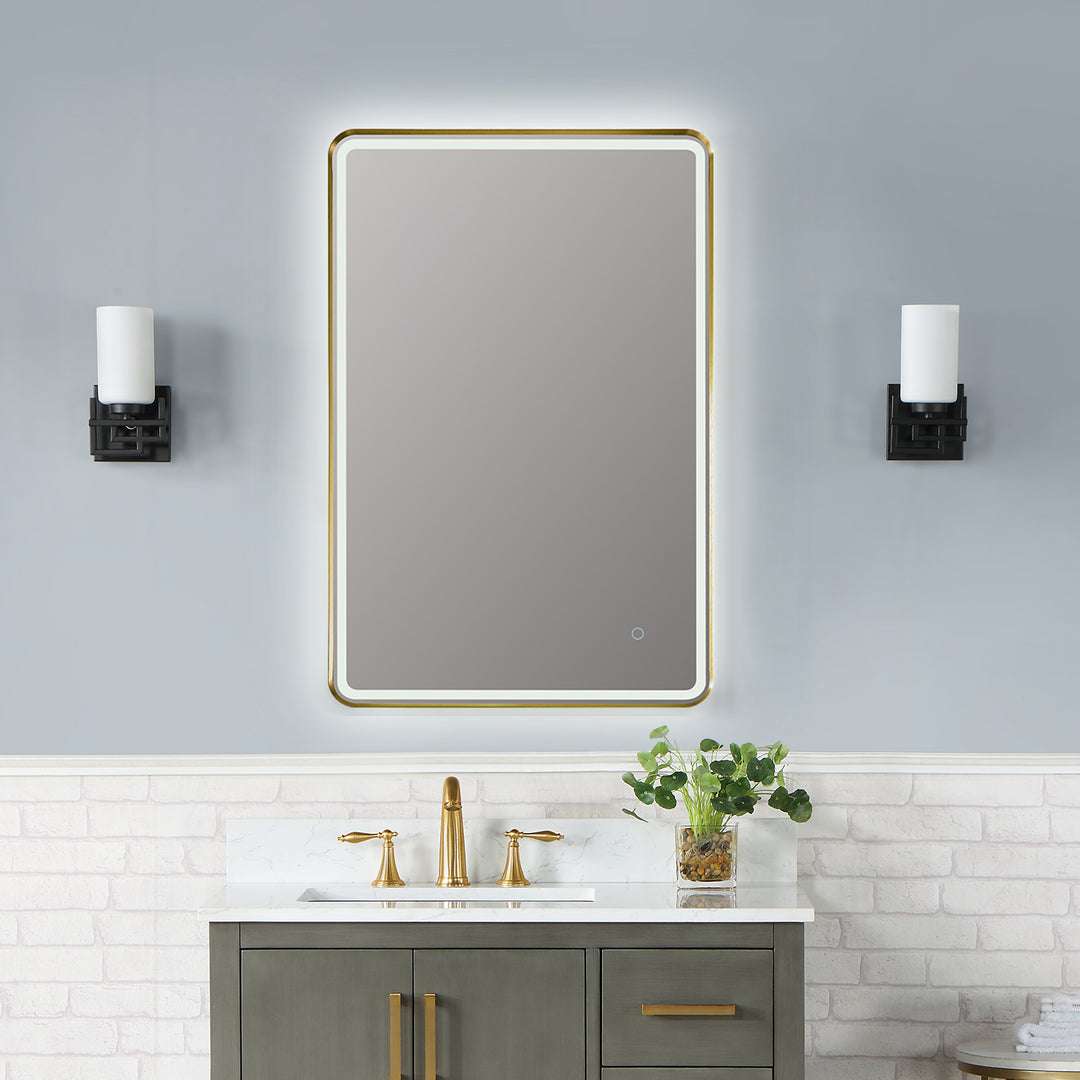 Viaggi Rectangle Framed in Modern Bathroom/Vanity LED Lighted Wall Mirror