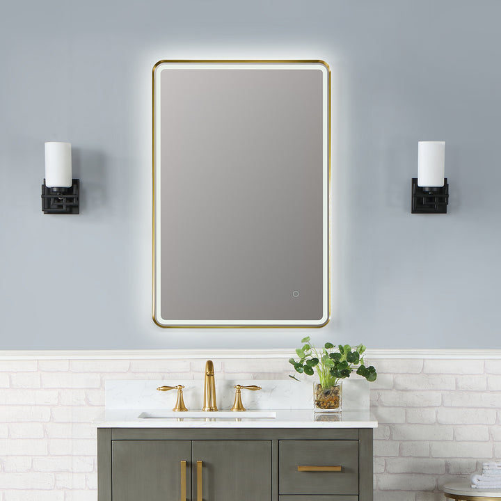 Viaggi Rectangle Framed in Modern Bathroom/Vanity LED Lighted Wall Mirror