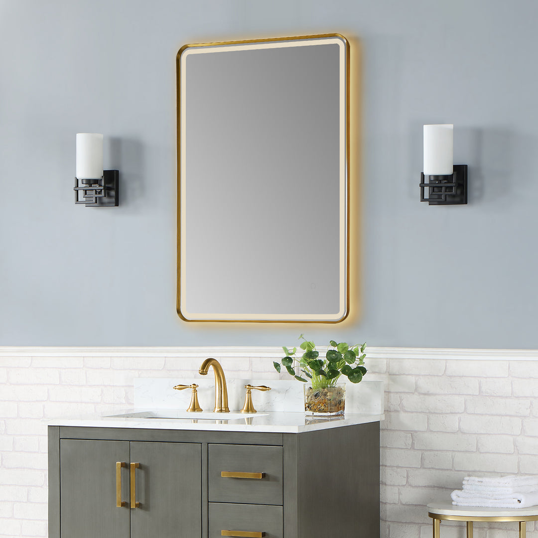 Viaggi Rectangle Framed in Modern Bathroom/Vanity LED Lighted Wall Mirror