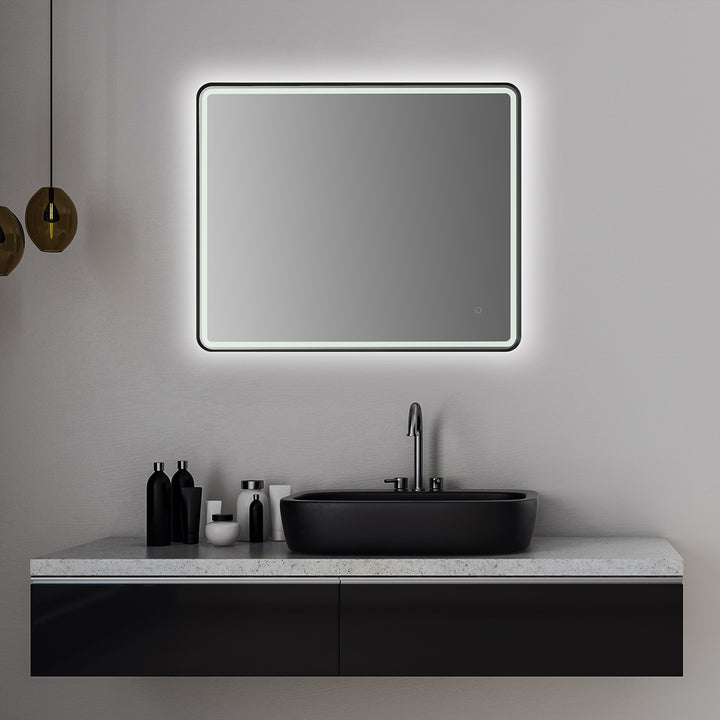 Viaggi Rectangle Framed in Modern Bathroom/Vanity LED Lighted Wall Mirror