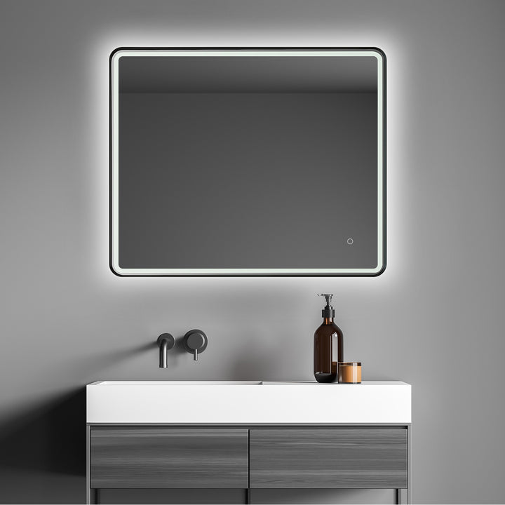 Viaggi Rectangle Framed in Modern Bathroom/Vanity LED Lighted Wall Mirror