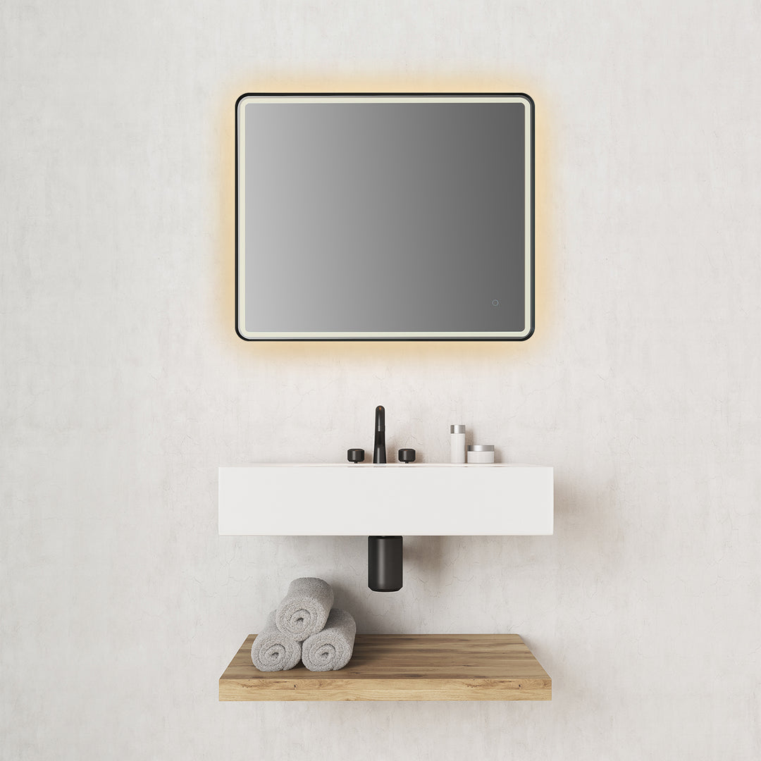 Viaggi Rectangle Framed in Modern Bathroom/Vanity LED Lighted Wall Mirror