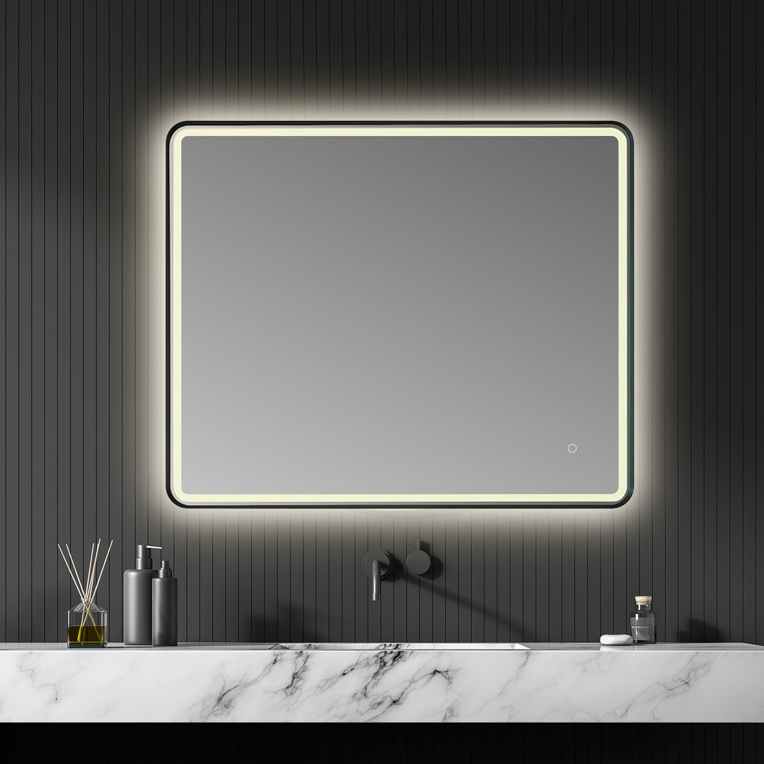 Viaggi Rectangle Framed in Modern Bathroom/Vanity LED Lighted Wall Mirror