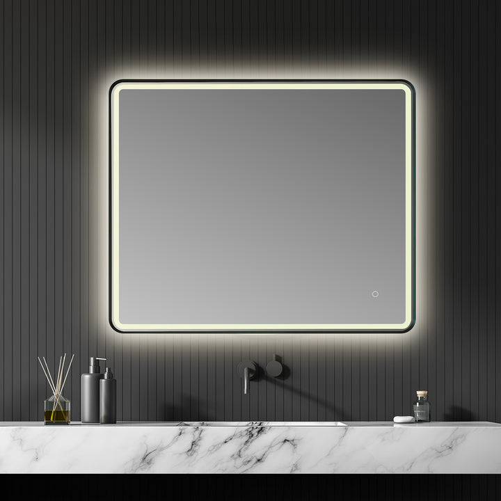 Viaggi Rectangle Framed in Modern Bathroom/Vanity LED Lighted Wall Mirror