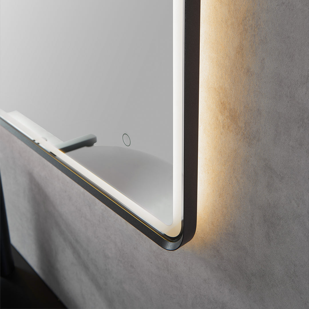 Viaggi Rectangle Framed in Modern Bathroom/Vanity LED Lighted Wall Mirror