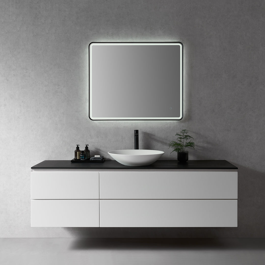 Viaggi Rectangle Framed in Modern Bathroom/Vanity LED Lighted Wall Mirror