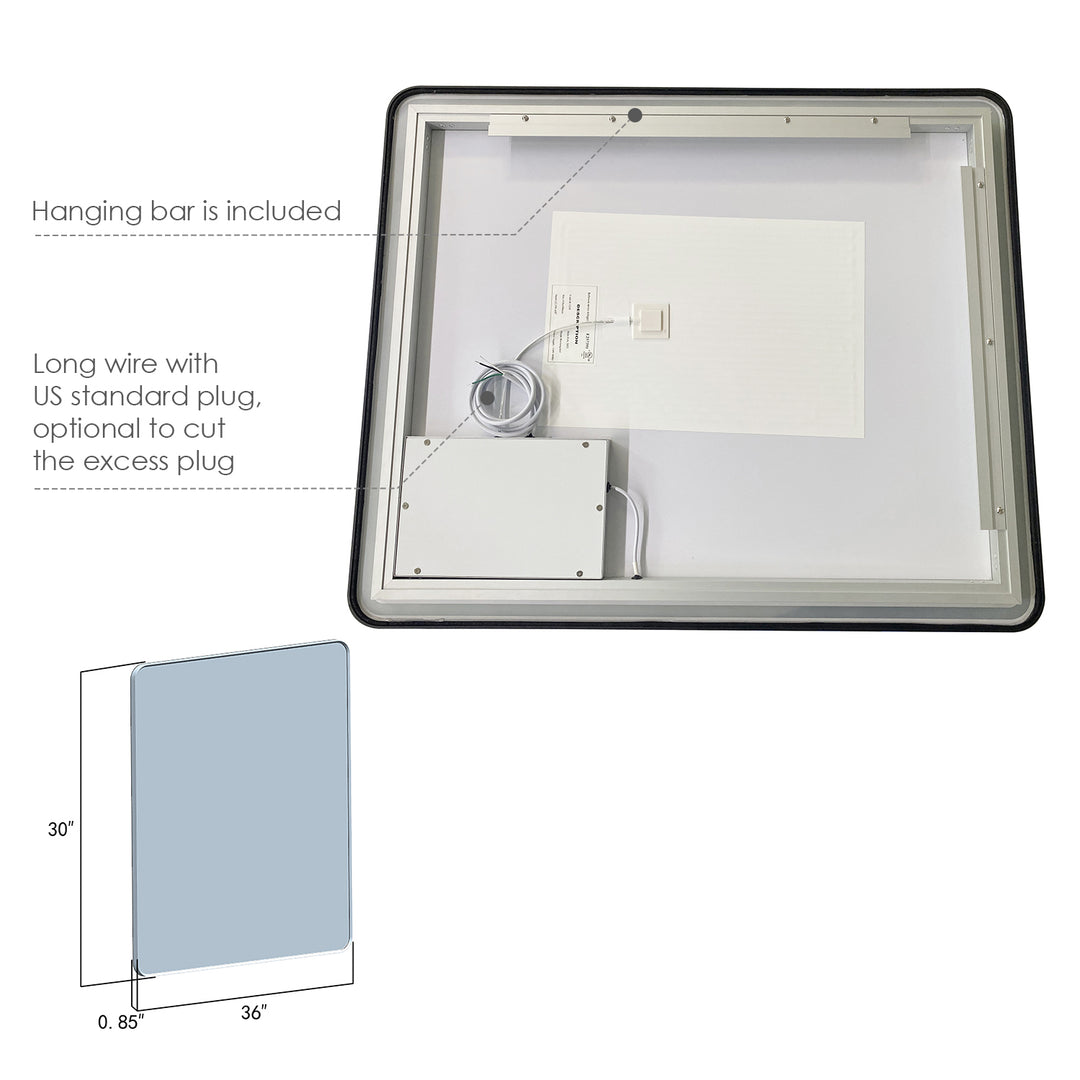 Viaggi Rectangle Framed in Modern Bathroom/Vanity LED Lighted Wall Mirror