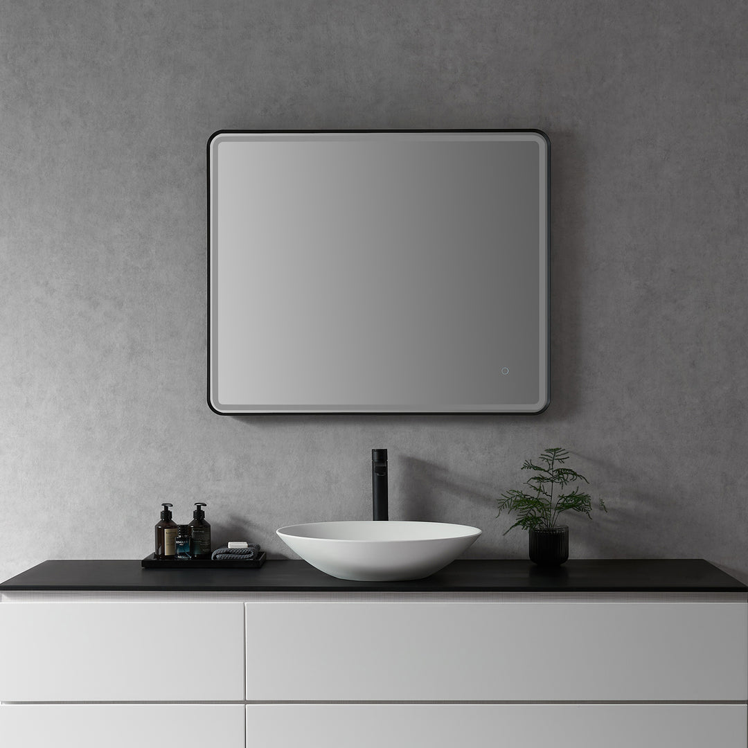 Viaggi Rectangle Framed in Modern Bathroom/Vanity LED Lighted Wall Mirror