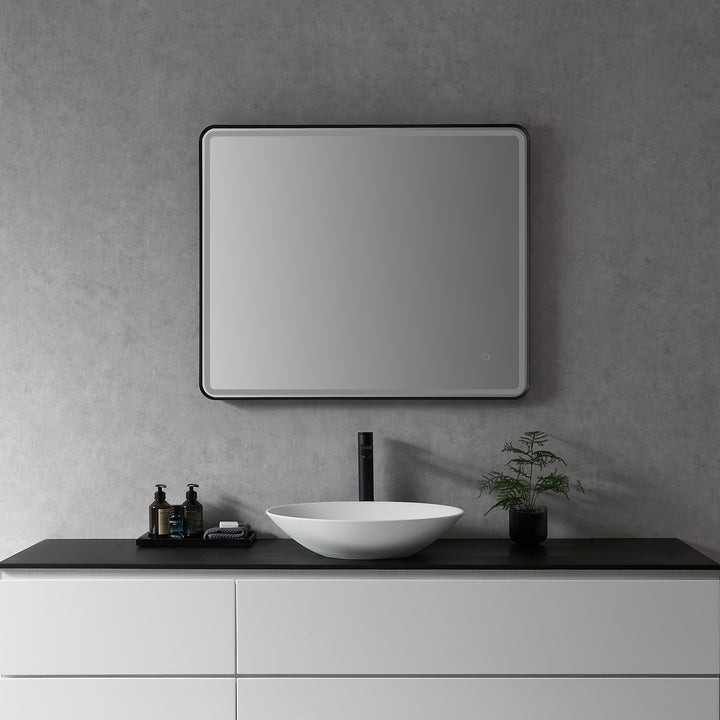 Viaggi Rectangle Framed in Modern Bathroom/Vanity LED Lighted Wall Mirror