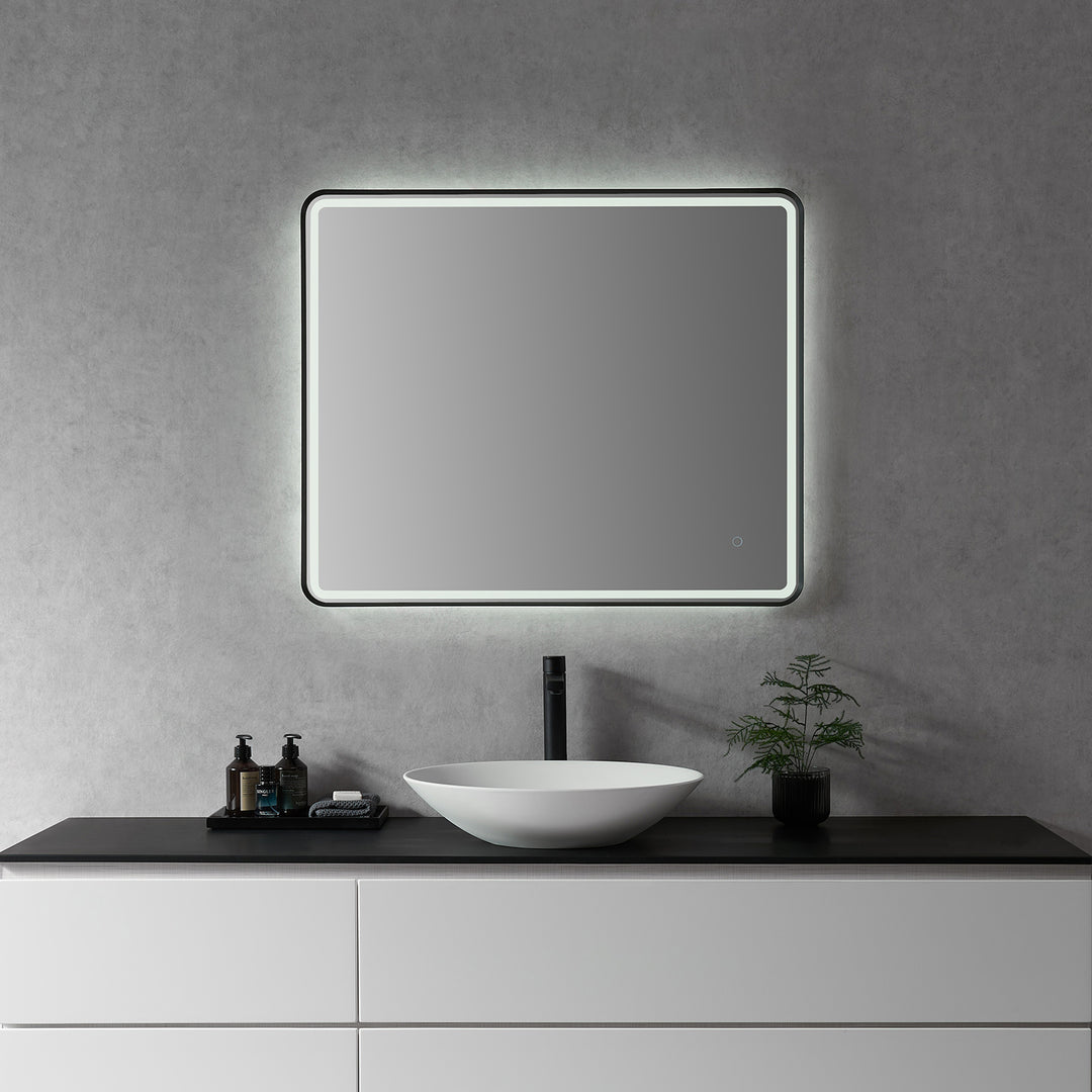 Viaggi Rectangle Framed in Modern Bathroom/Vanity LED Lighted Wall Mirror