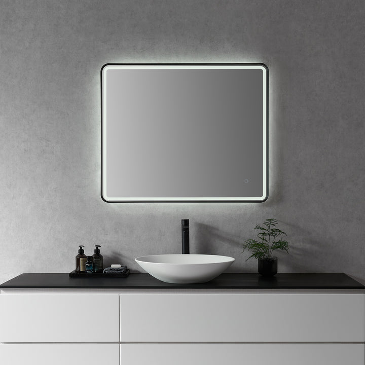 Viaggi Rectangle Framed in Modern Bathroom/Vanity LED Lighted Wall Mirror