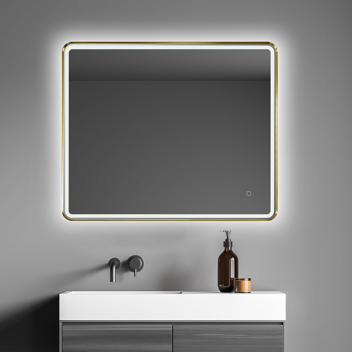 Viaggi Rectangle Framed in Modern Bathroom/Vanity LED Lighted Wall Mirror