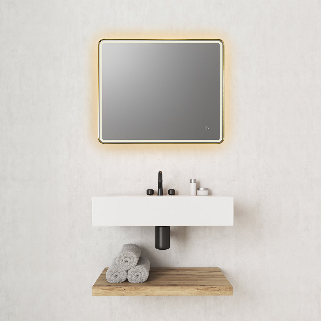 Viaggi Rectangle Framed in Modern Bathroom/Vanity LED Lighted Wall Mirror
