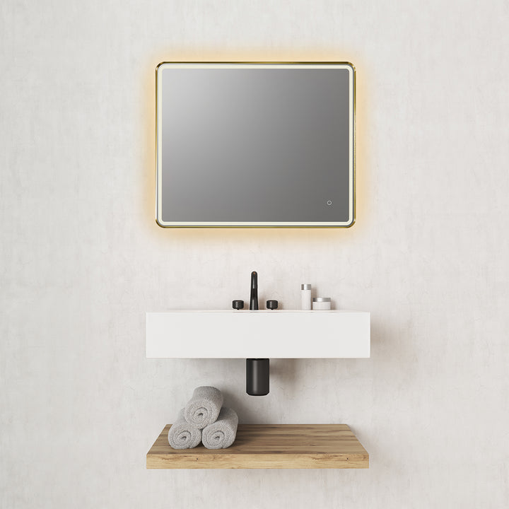 Viaggi Rectangle Framed in Modern Bathroom/Vanity LED Lighted Wall Mirror