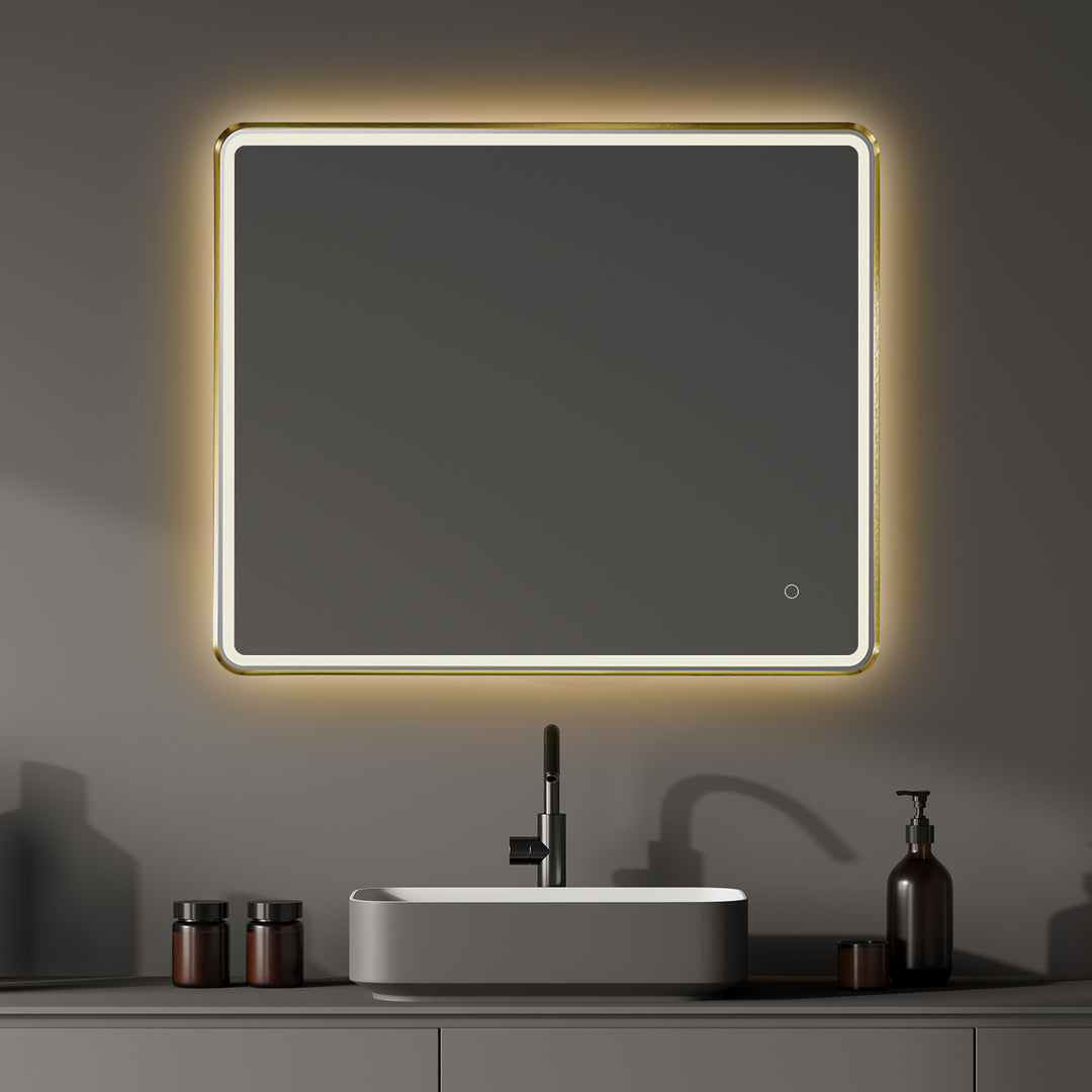 Viaggi Rectangle Framed in Modern Bathroom/Vanity LED Lighted Wall Mirror