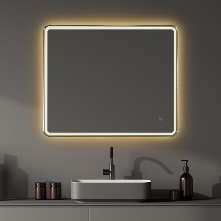 Viaggi Rectangle Framed in Modern Bathroom/Vanity LED Lighted Wall Mirror
