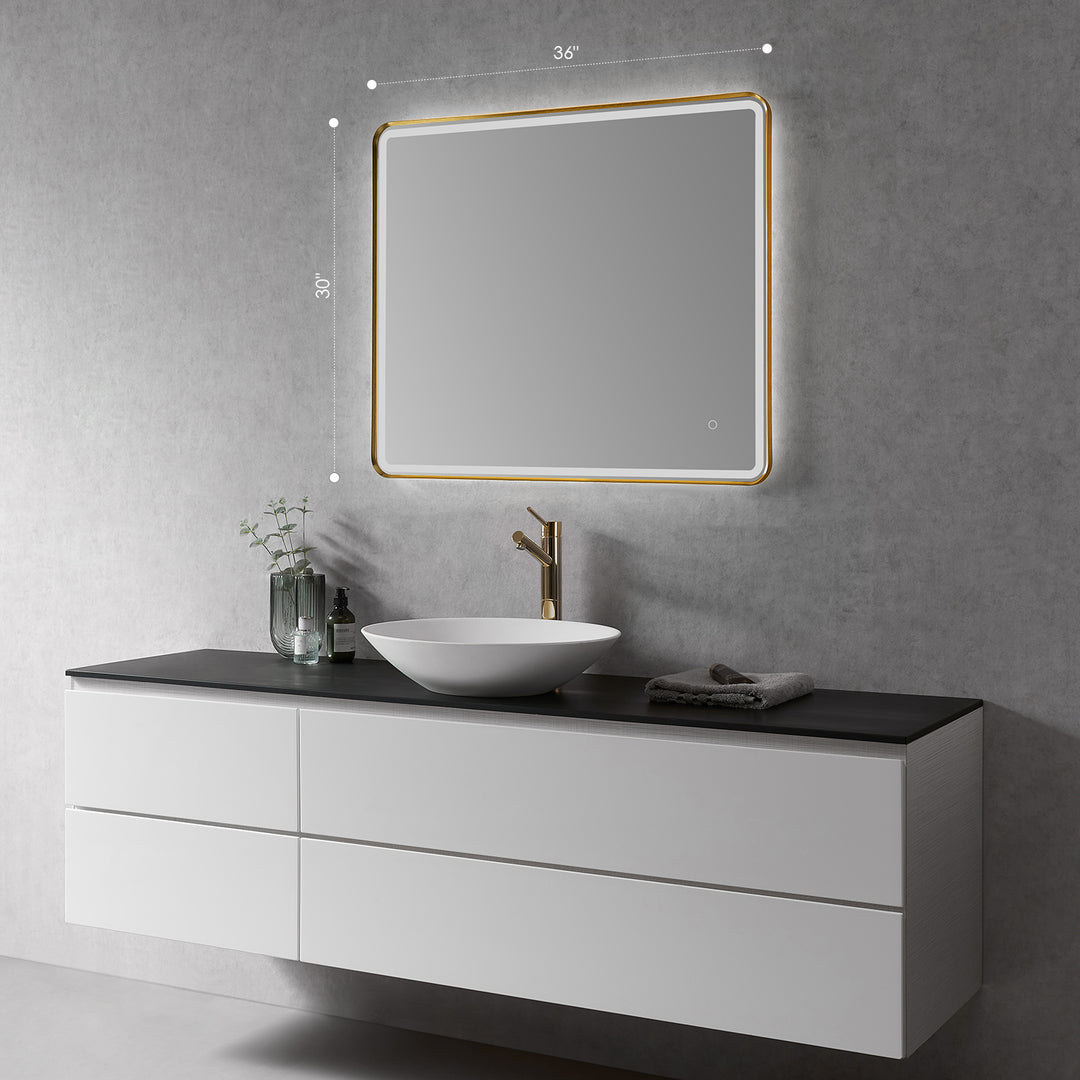 Viaggi Rectangle Framed in Modern Bathroom/Vanity LED Lighted Wall Mirror