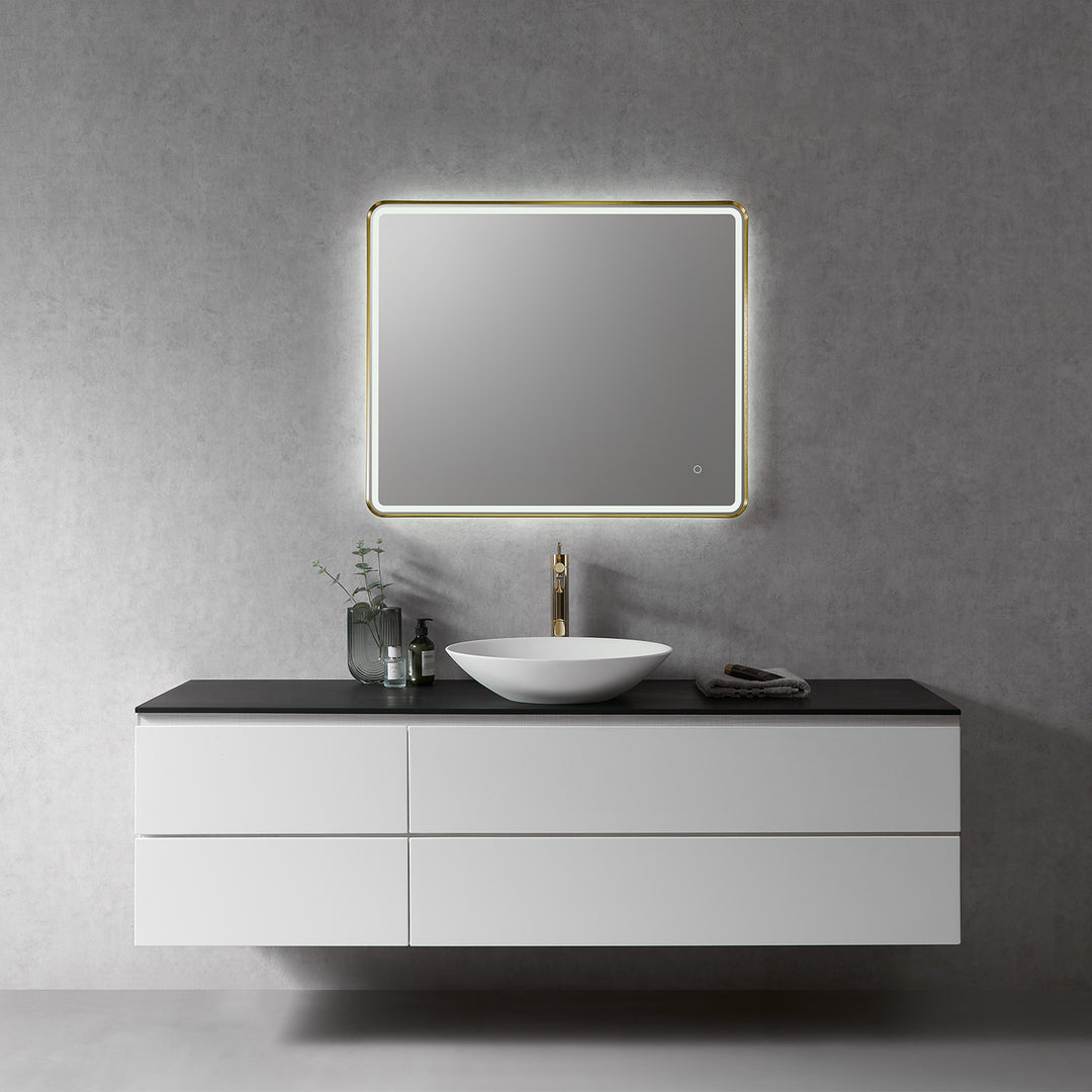 Viaggi Rectangle Framed in Modern Bathroom/Vanity LED Lighted Wall Mirror