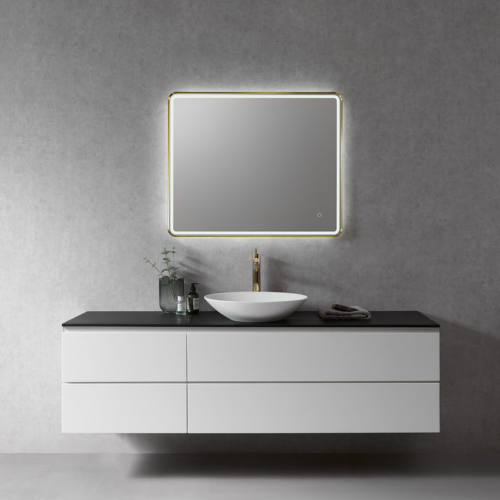 Viaggi Rectangle Framed in Modern Bathroom/Vanity LED Lighted Wall Mirror