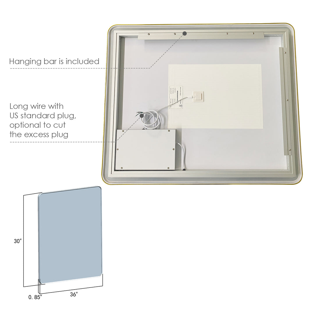 Viaggi Rectangle Framed in Modern Bathroom/Vanity LED Lighted Wall Mirror