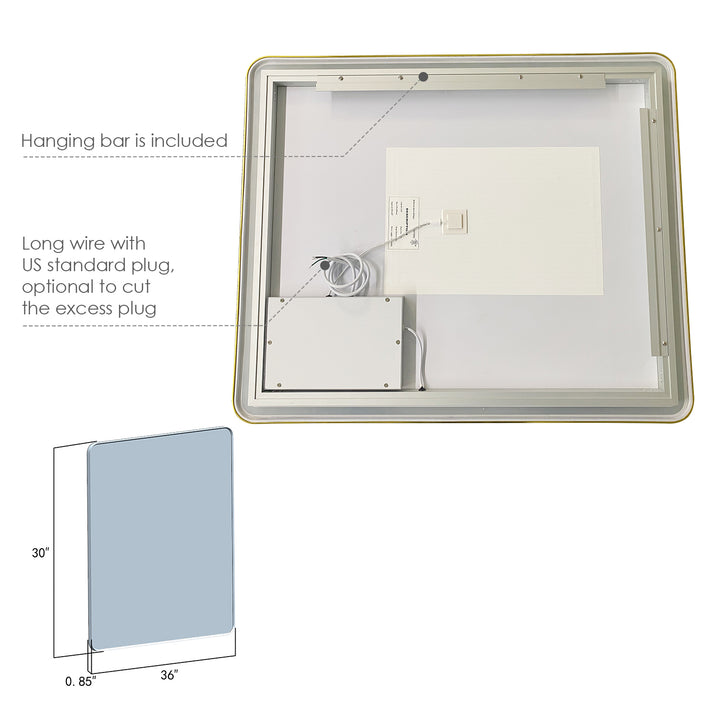 Viaggi Rectangle Framed in Modern Bathroom/Vanity LED Lighted Wall Mirror